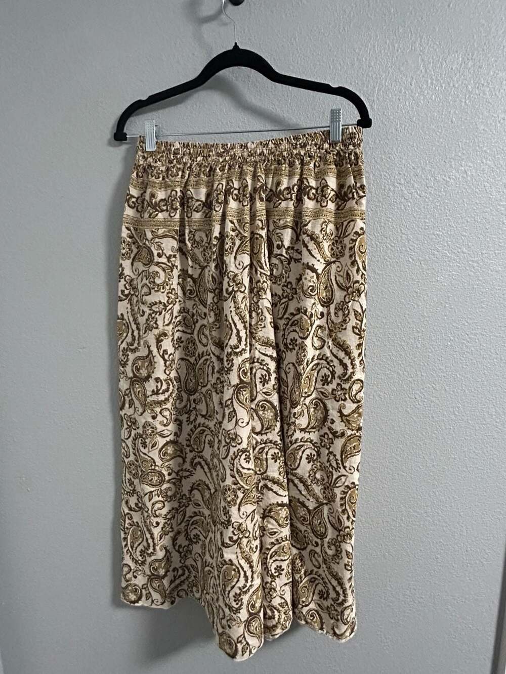 Raj Women's Brown and Cream Paisley Print 100% Cotton Palazzo Pants Size XL